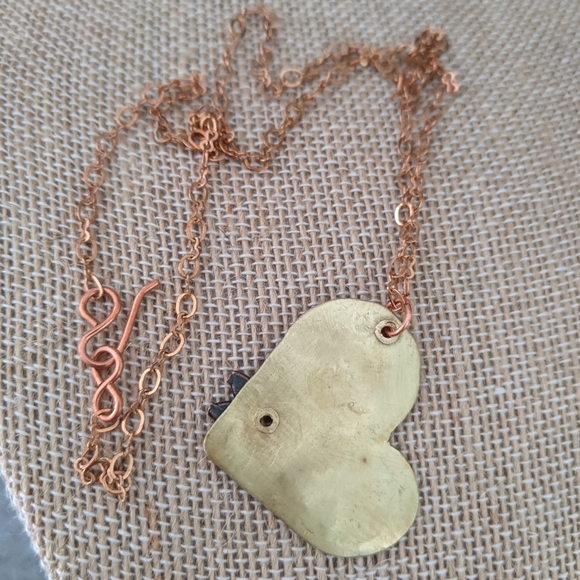 Brass Heart Hand Stamped Joy Pendant - Picture 4 of 8